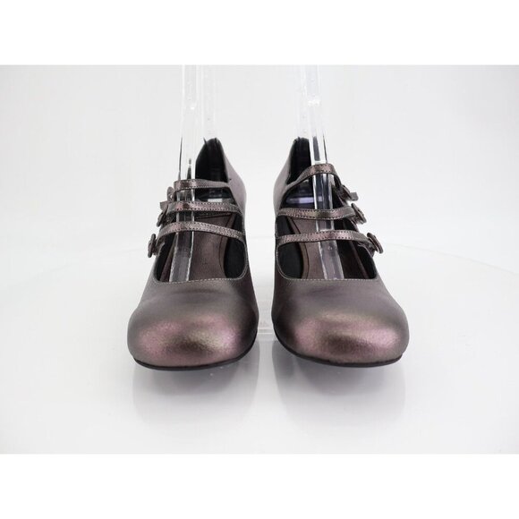 Jeffrey Campbell Tierz Mary Jane Pump Size 10 Pewter Iridescent Strappy Block - Picture 2 of 12